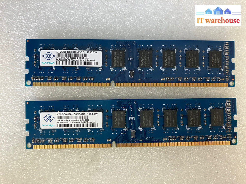 2x 2GB Nanya NT2GC64B8HC0NF CG 2GB 2RX8 PC3 10600U 1333MHZ PC Memo IT Warehouse Vancouver