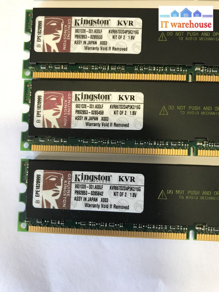 48Gb = 6 X 8Gb Kingston Ddr2 667Mhz Kvr667D2D4P5K2/16G Memory (For Servers Only)