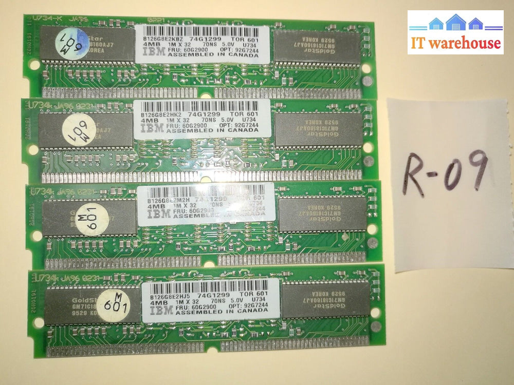 1 X Ibm 60G2900 4Mb Memory 70Ns 92G7244 Gm71C18160Aj7 (Qty Avaiable) @@@