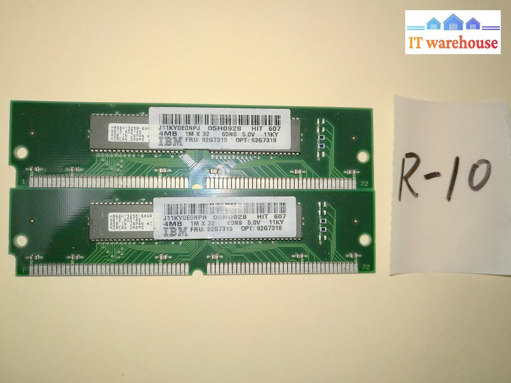 1 X Ibm 92G7319 4Mb 1Mx32 Memory Ram 60Ns 05H0928 92G7318