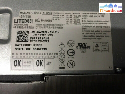 1 X Liteon Wx9P8 Dell Vostro 230 250W 24-Pin Desktop Power Supply @@@