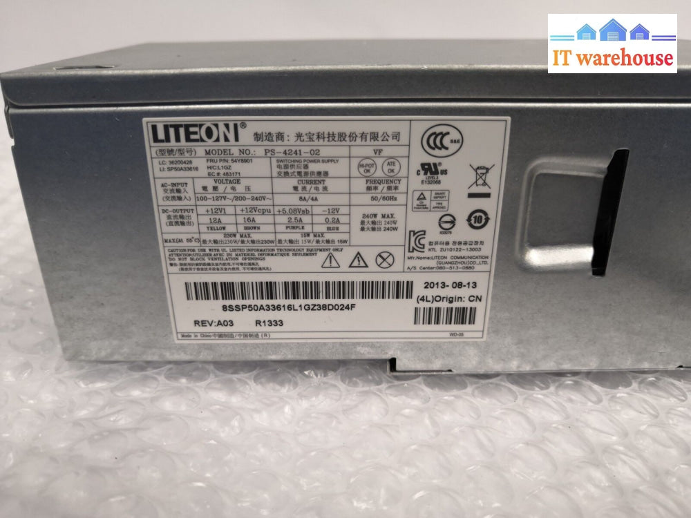 1 X Ps-4241-02 Liteon Lenovo Thinkcentre M73 M78 240W 14 Pin Power Supply @