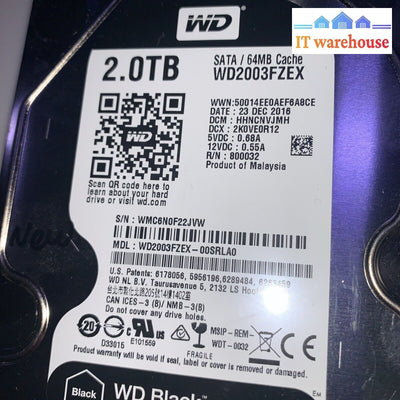 1 X Western Digital Black | Wd2003Fzex 2 Tb 3.5In Sata Iii Hard Drive