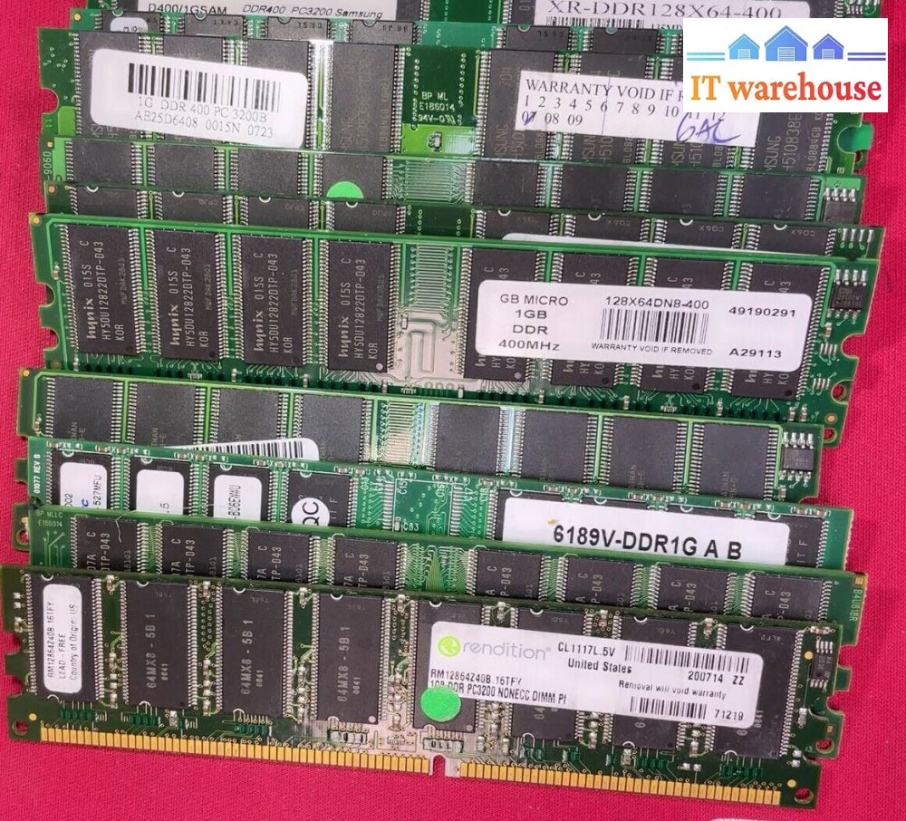 10 X Mixed Desktop 1Gb Pc3200 400Mhz Ddr-400 Ram Memory Module
