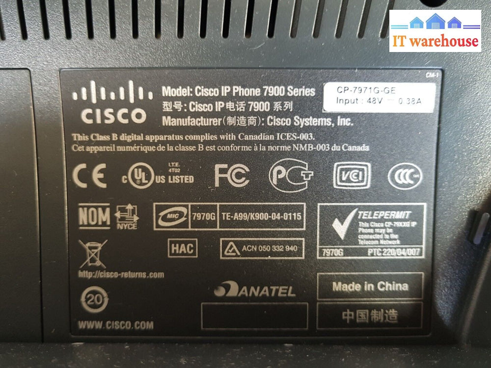 - 10X Cisco Systems 7971 Ip Telephone Series Voip Business Phones Cp-7971G-Ge @@