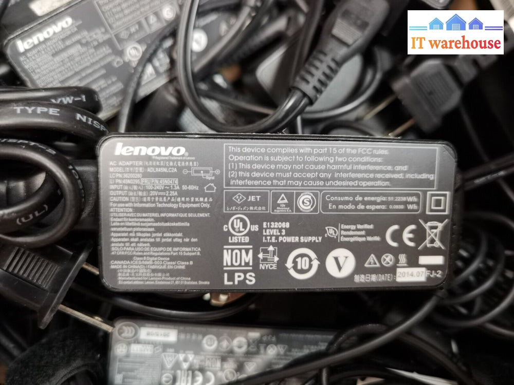 10X Lenovo Ac Adaper 45W 20V 2.25A Adlx45Nlc2A 45N0474 $