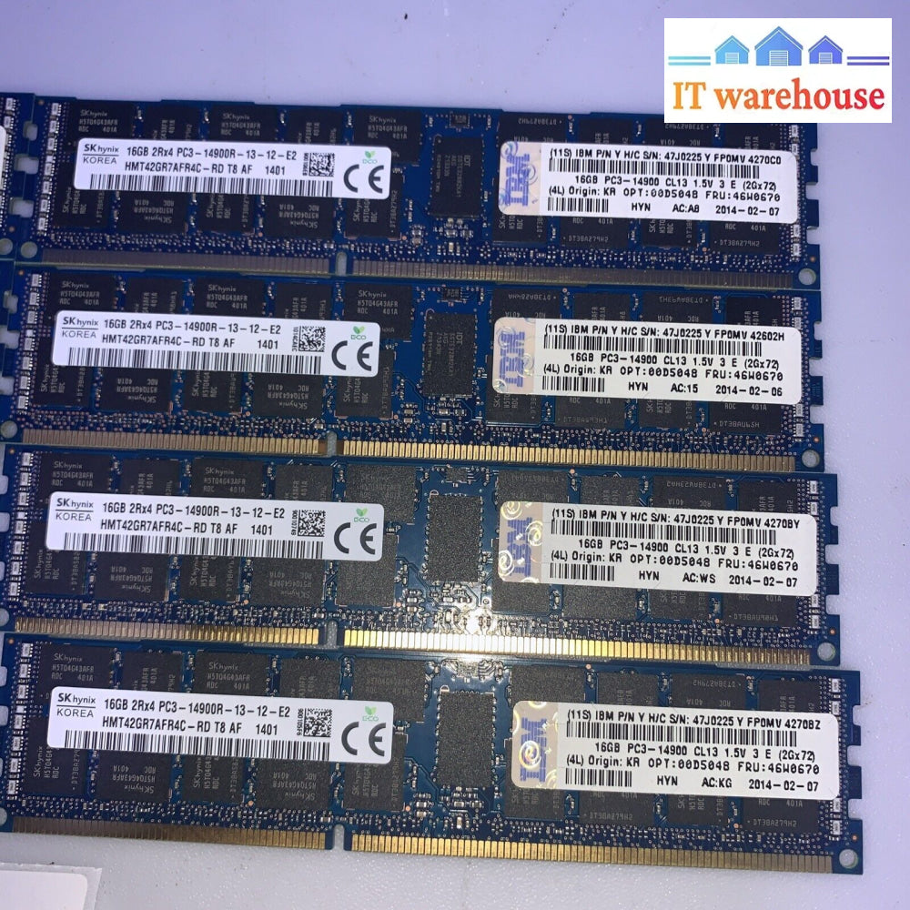 128Gb (8X16Gb) Sk Hynix Hmt42Gr7Afr4C Pc3-14900R Ddr3 Server Memory Ram