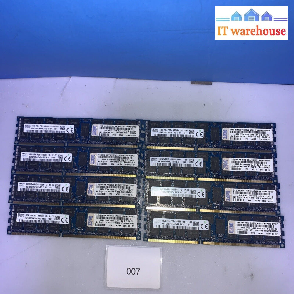 128Gb (8X16Gb) Sk Hynix Hmt42Gr7Afr4C Pc3-14900R Ddr3 Server Memory Ram