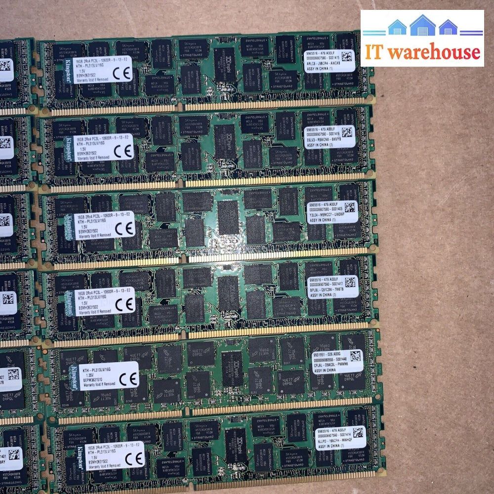 (12X) 16Gb Kingston Kth-Pl313Lv/16G 2Rx4 Pc3L-10600R 1.35V Memory (For Servers)