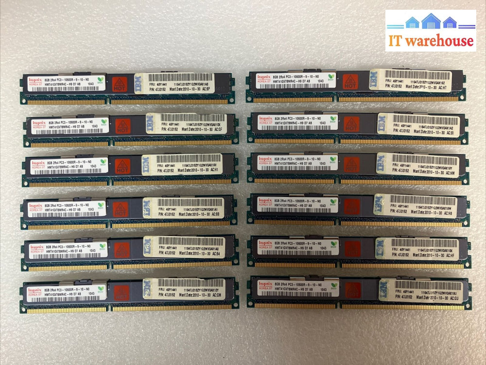 (12X 8Gb) Hynix Ibm 2Rx4 Pc3-10600R 49Y1441 47J0152 Hmt41Gv7Bmr4C Ddr3 Ecc Ram ~