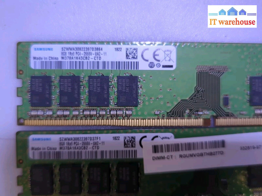 16Gb (2X 8Gb) Samsung M378A1K43Cb2-Ctd Ddr4 2666V 1Rx8 Desktop Memory Tested -