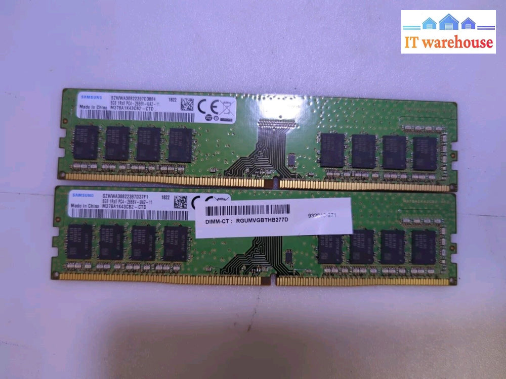 16Gb (2X 8Gb) Samsung M378A1K43Cb2-Ctd Ddr4 2666V 1Rx8 Desktop Memory Tested -