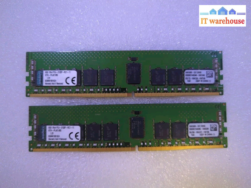 16Gb(2X8Gb) Kingston 1Rx4 Pc4-2133P Ecc Ddr4 Server Ram Kth-Pl421/8G Tested -