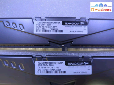 16Gb (2X8Gb) Team Pc4-25600 Ddr4 3200 Mhz Desktop Ram Tlzgd48G3200Hc16Cbk -