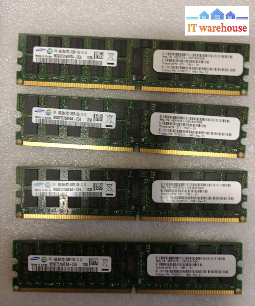 - 16Gb (4X4 Gb) Oracle 371-1901 Pc2-5300P M393T5160Fba-Ce6 Server Ram @@@