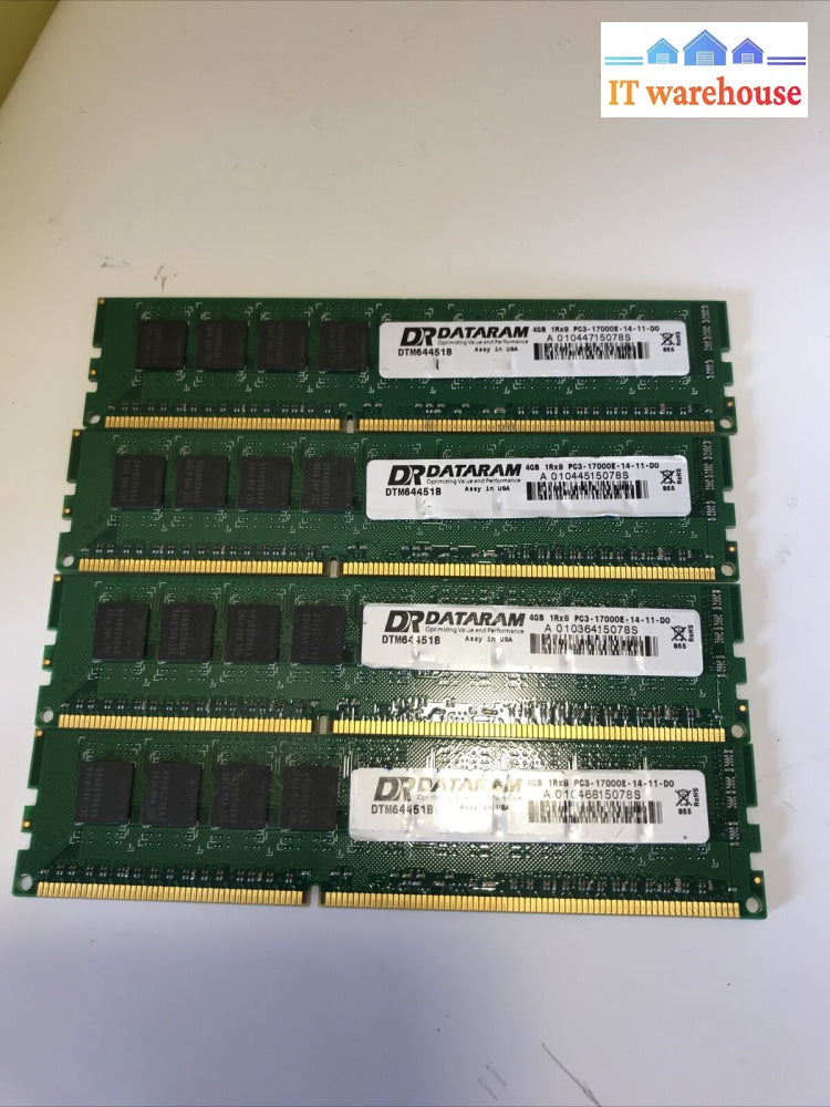 16Gb = 4X4Gb Dr Dataram 1Rx8 Pc3-17000E-14-11-00 Ecc Ram Memory (Ecc Please)