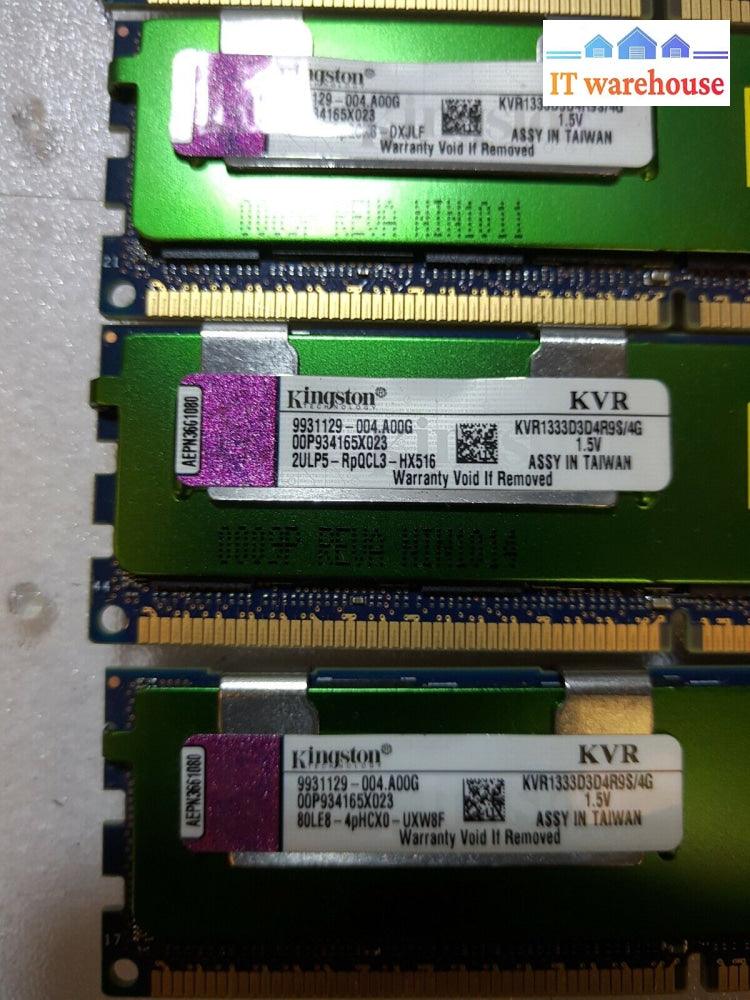 16Gb (4X4Gb) Kingston Ram Kvr1333D3D4R9S/4G 4Gb Ddr3-1333 Server Memory