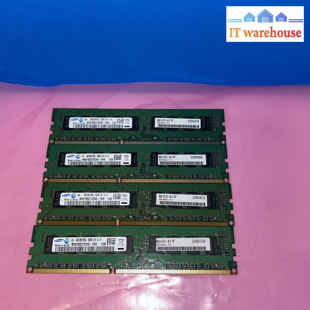 16Gb (4X4Gb) Samsung Pc3L-10600E Ddr3-1333Mhz 2Rx8 M391B5273Ch0-Yh9 Ecc Ram