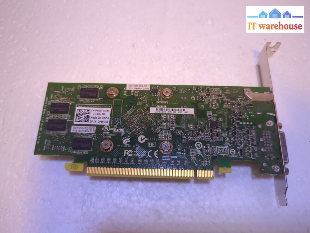 1Gb Dell Nvidia Quadro 600 Ddr3 Pci Express 2.0 X16 Dvi Display Port Video Card-