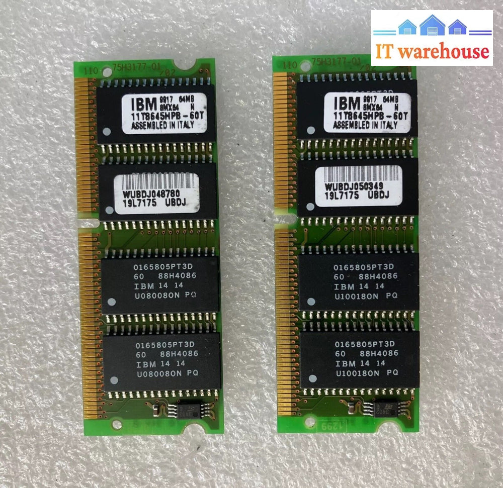 (2X 64Mb) Ibm 11T8645Hpb-60T Non-Ecc Unbuffered 60Ns 144-Pin Sodimm Ram Module ~