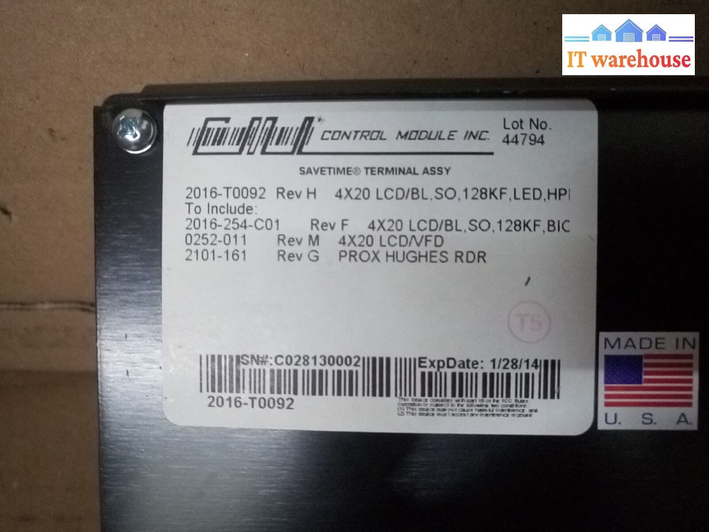 * 1X Control Module Cmi Savetime 2000 Time Clock Terminal Assy 2016-T0092 @