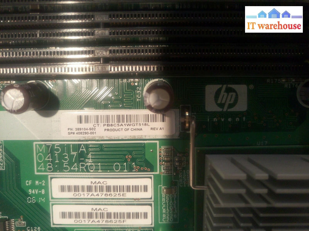 - 1X Hp Dl140 G2 System Board Pn 389104-502 Sp# 408290-001 Rev A1 @@@