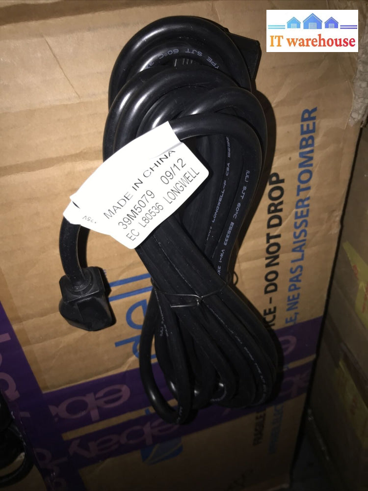 1X Ibm 10A 125V 13Ft-4.3M Black Power Cord 39M5079 Right Angle Longwell Cable