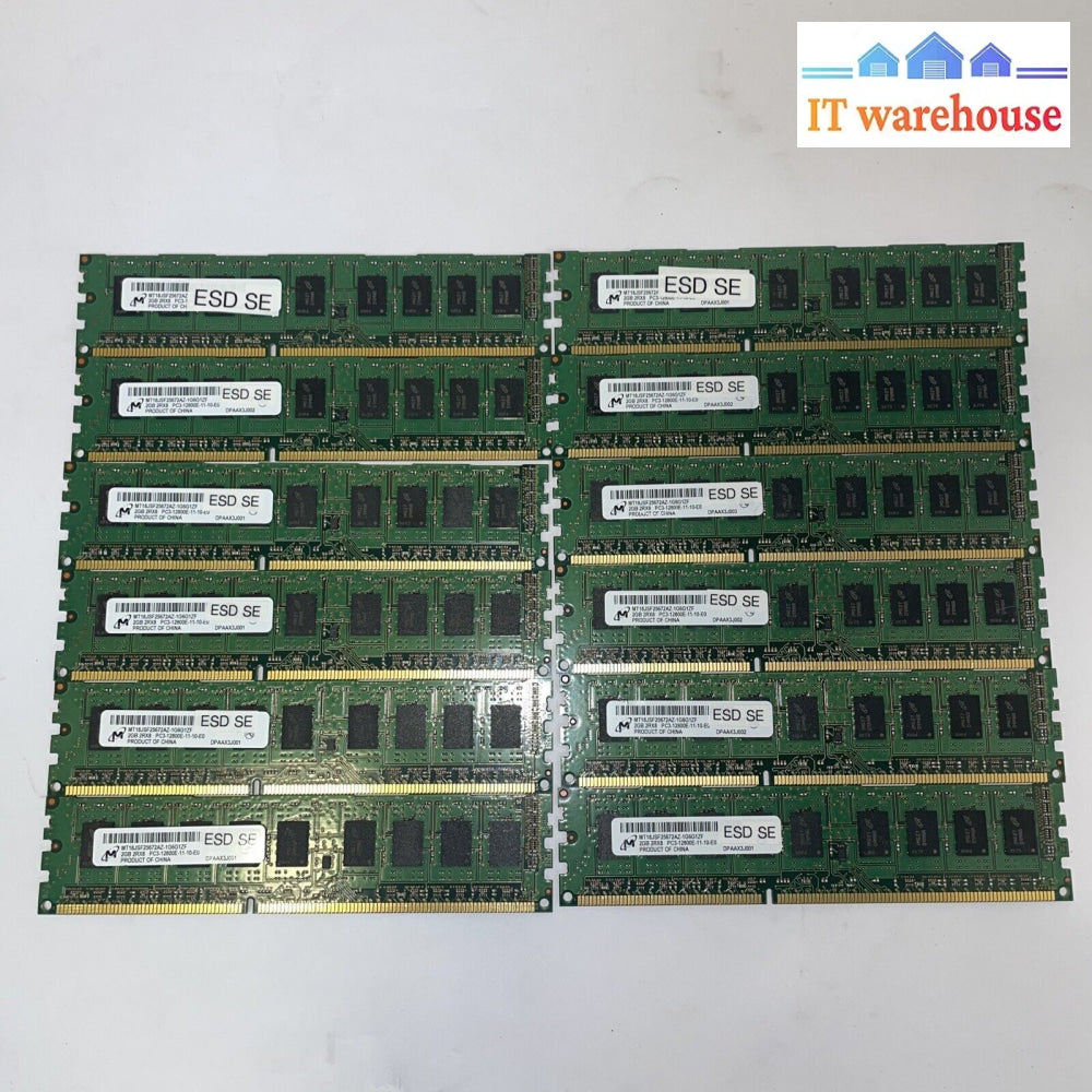 1X Micron 2Gb Pc3-10600E Ddr3-1333 Unbuf Ecc Cl9 240P Ram Mt18Jsf25672Az-1G4G1Ze