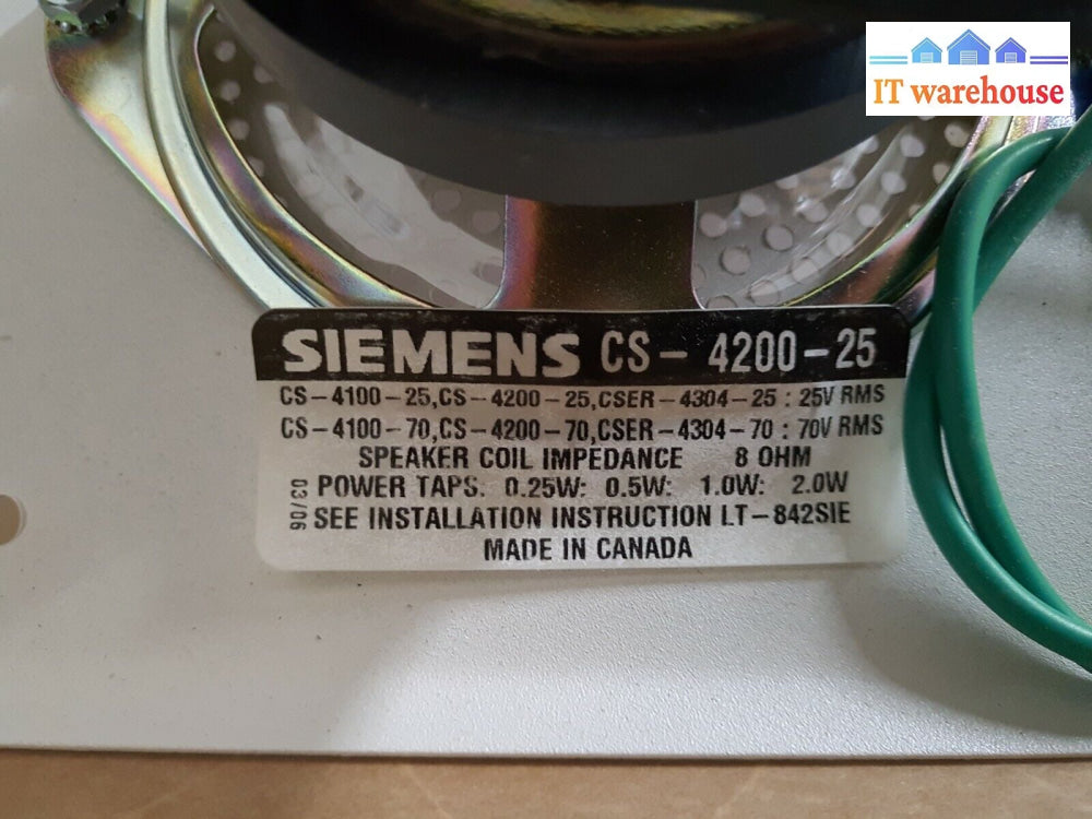 - 1X New Indoor Siemens Cs-4200-25 Speakers And Accessories Fire Alarm System