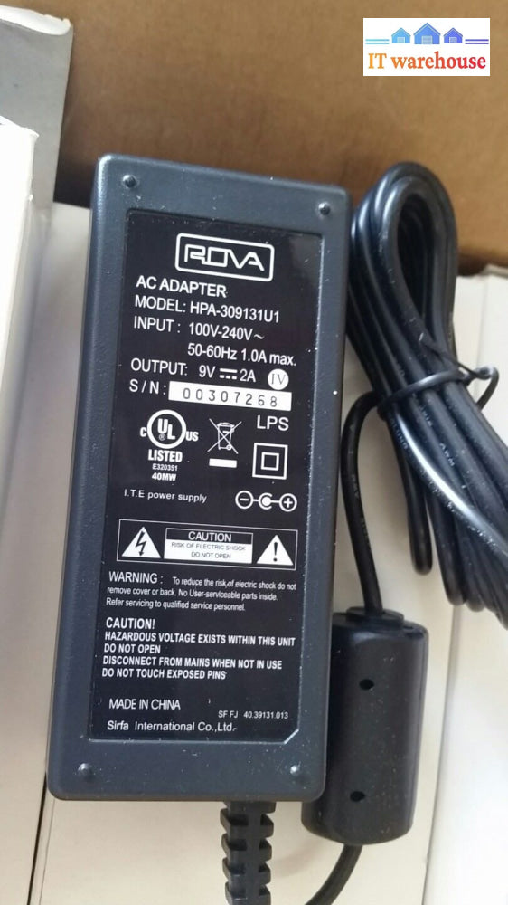 - 1X New Rova Hpa-309131U1 9V 2A Ac Adapter I.t.e Power Supply @@@