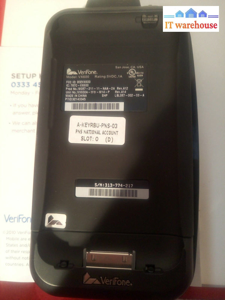 - 1X New Verifone Vx600 Payware Mobile Enterprise Barcode Scanner