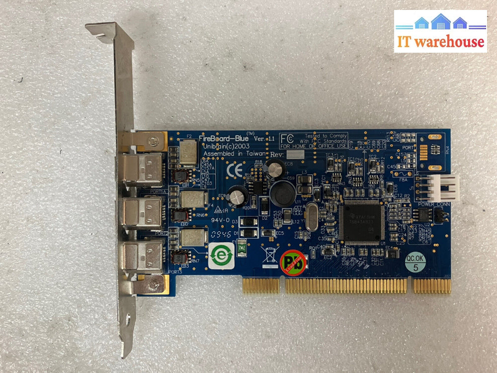 ~ 1X Oem Unibrain Fireboard Blue 3-Port Pci Firewire Card Ieee 1394 Full Height