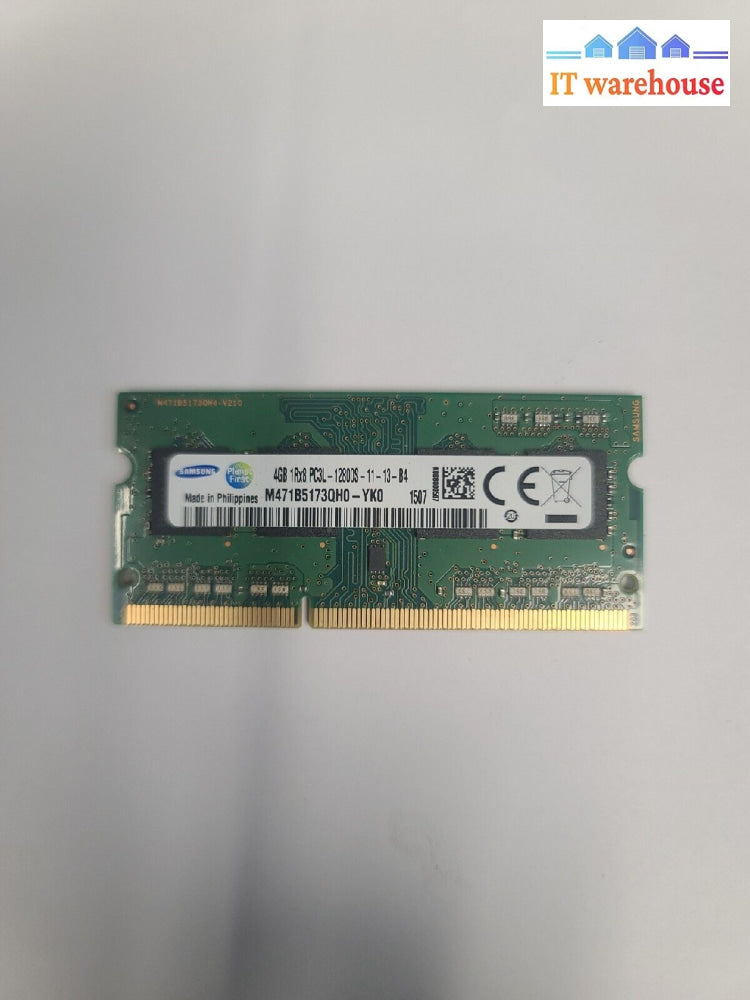 - 1X Samsung 4Gb 1Rx8 Pc3L-12800S Ddr3 Laptop Ram Memory M471B5173Qh0-Yk0