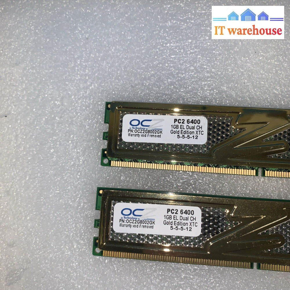 2 Gb Kit (2 X 1Gb) Ocz Gold Edition Ddr2 800Mhz Pc2-6400 Ocz2Gb8002Gk Ram