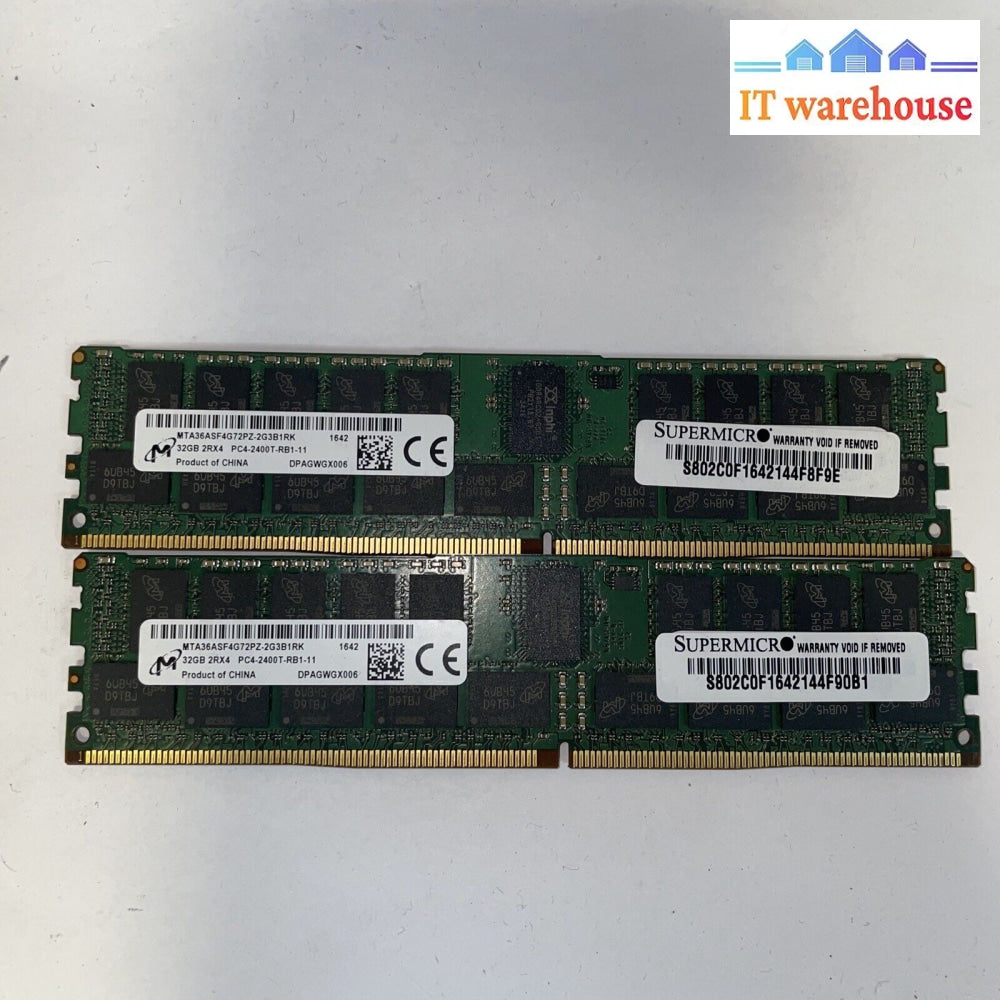 2* Micron 32Gb 2Rx4 Ddr4-2400 Pc4-19200 Mta36Asf4G72Pz-2G3B1Rk Ecc (Server) Ram