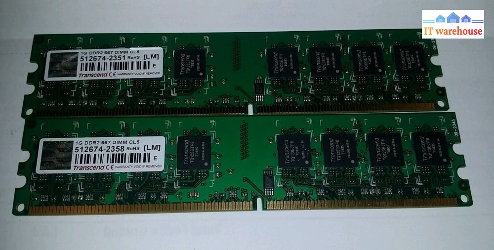 (2 X 1Gb) Trascend 1Gb Pc2-5300 Ddr2 Dimm 667 Mhz Sdram Memory