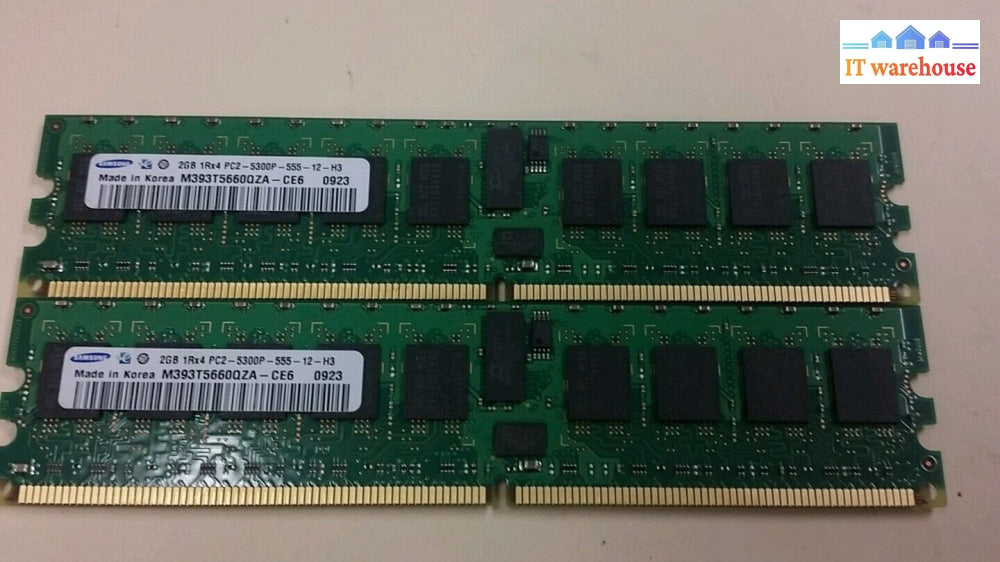 2 X 2Gb = 4Gb M393T5660Qza-Ce6 Samsung1Rx4 Pc2-5300P Ddr2 Serve Memory @@@