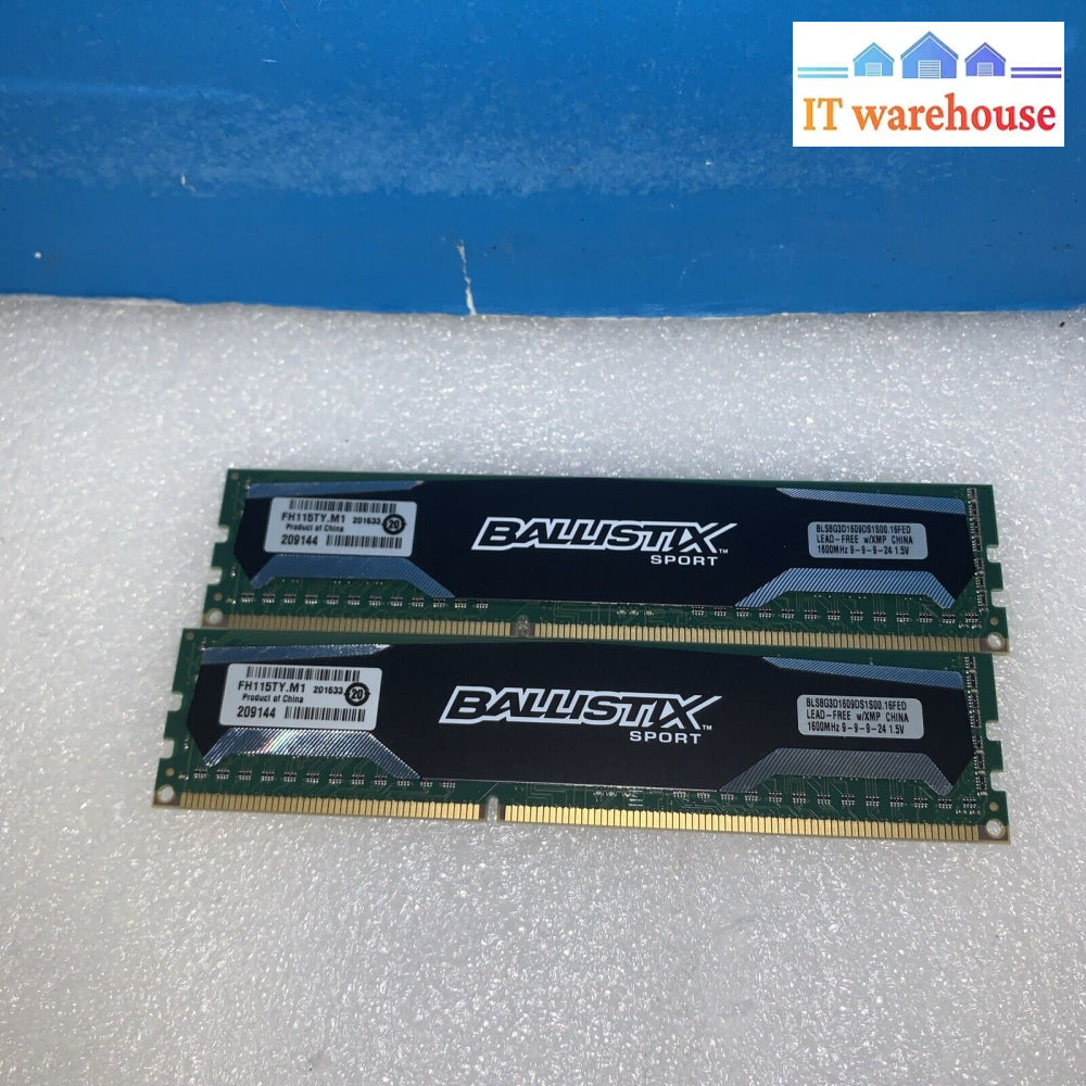 2 X 8Gb Ballistix Sport Ddr3 (Pc3-12800) Udimm 240P Memory Bls8G3D1609Ds1S00