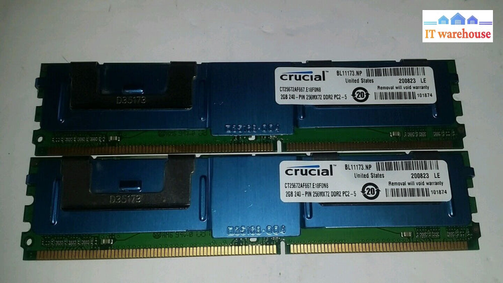 2 X Crucial 2Gb Ecc Fully Buffered Ddr2 667 Pc2 5300 Server Memory Ct25672Af667