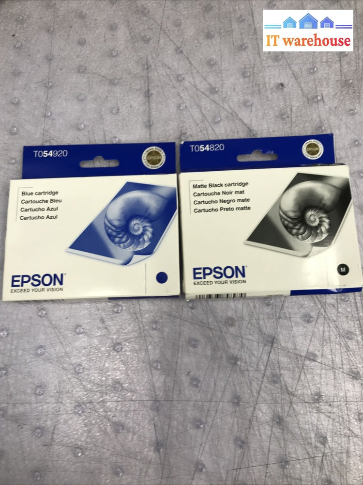 2 X Epson Ink Cartridge 2009-2010 Dated Box Genuine Sealed - T054920 & T054820