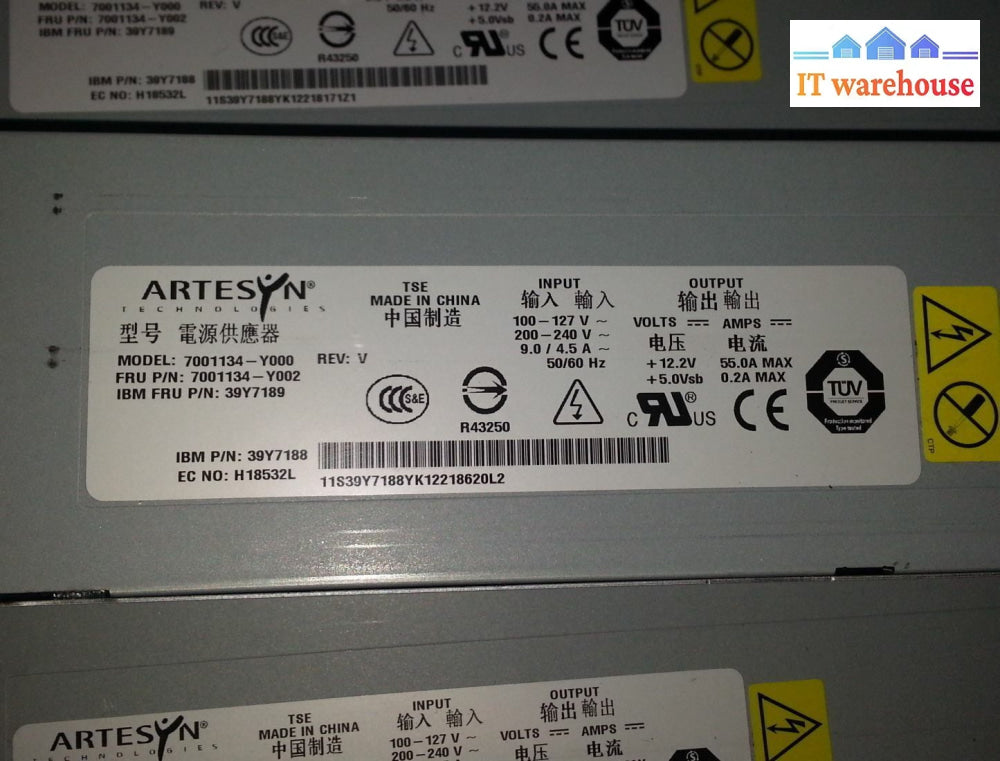 2 X Ibm 39Y7188 Artesyn 7001134-Y000 Power Supplies