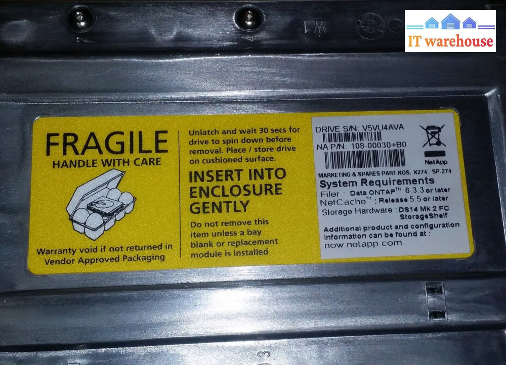 2 X Netapp 17R6348 Hus103014Flf210 147Gb 10K Fiber Hd Hda Rev A W/Tray108-00030