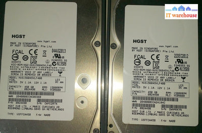 2 X Netapp Hgst Hus156045Vlf400 108-00205 450Gb 3.5’ 15K Fc Na00 W/ Tray# @@@