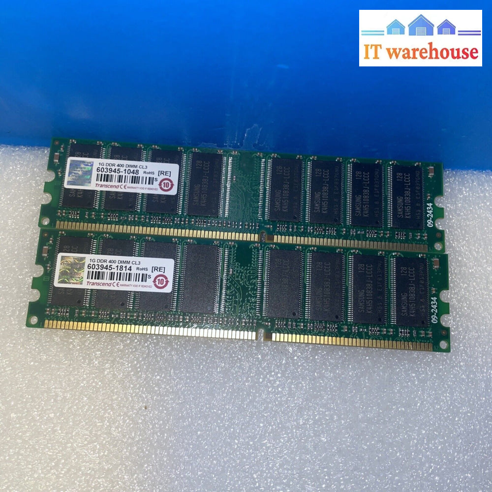 * 2Gb (1Gbx2) Transcend Ddr 400Mhz Non-Ecc Desktop Memory Ram 603945