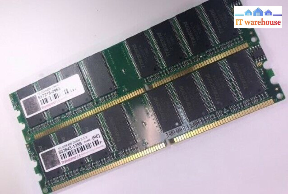 2Gb = 2X 1Gb Transcend Desktop 400Mhz Pc3200 (Ddr-400) Ram Memory