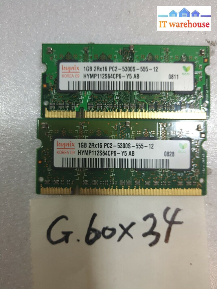 - 2Gb (2X1Gb) Hynix Hymp112S64Cp6-Y5 Pc2-5300S Ddr2 Memory