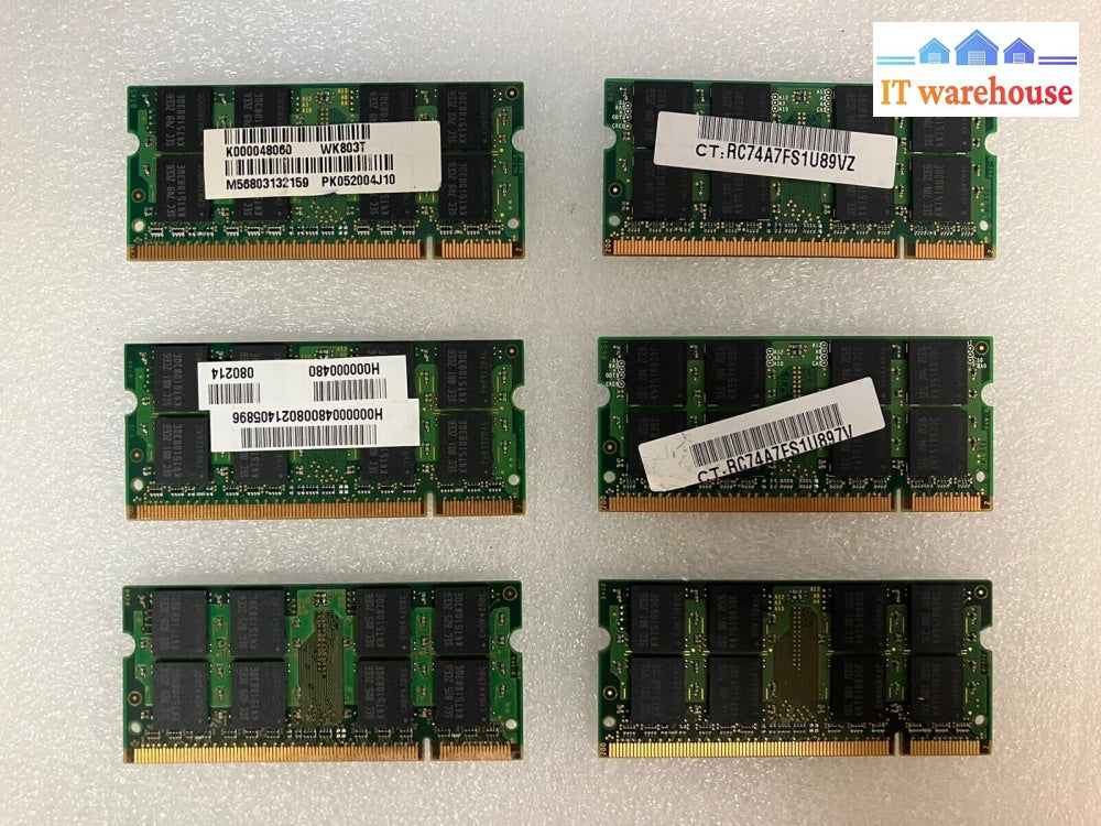 2Gb (2X1Gb) Samsung Pc2-5300 So-Dimm 667 Mhz Ddr2 Memory (M470T2953Cz3-Ce6)~