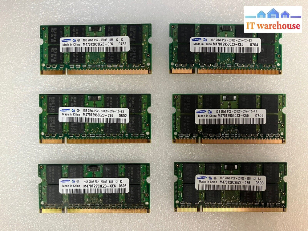 2Gb (2X1Gb) Samsung Pc2-5300 So-Dimm 667 Mhz Ddr2 Memory (M470T2953Cz3-Ce6)~