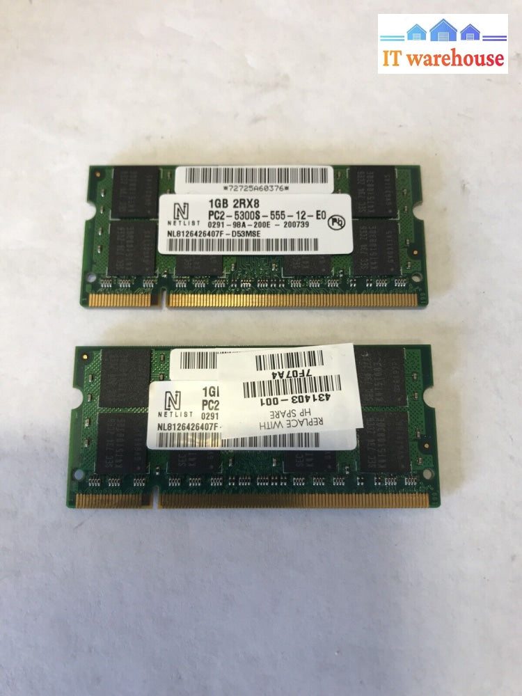 2X 1 Gb Ram For Hp Pavilion Dv9000 Dv9500 Laptop