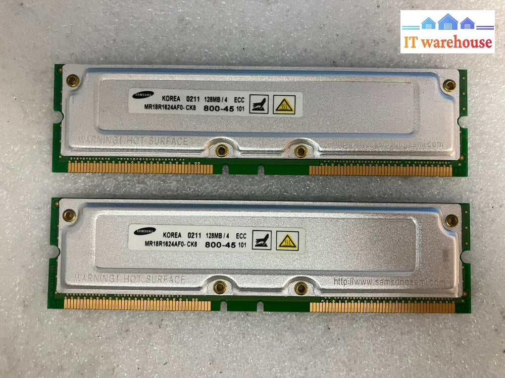 ~ (2X 128Mb) Samsung Mr18R1624Af0 - Ck8 800-45 128Mb/4 Ecc Rdram Memory